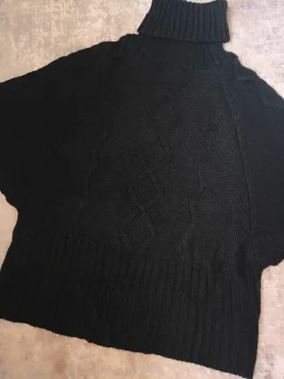 Jersey Poncho Mujer Talla M/L Negro