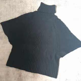 Jersey Poncho Mujer Talla M/L Negro