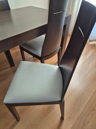 Mesa comedor extensible y 6 sillas (a tapizar)