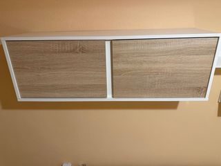 Mueble TV blanco y madera