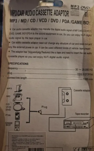 Conversor/Adaptador De Cassete Para Cd/mp3