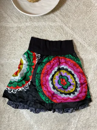 Falda desigual multicolor S