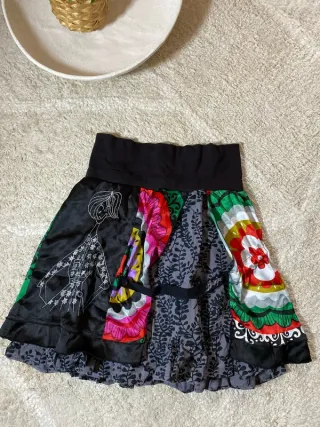 Falda desigual multicolor S