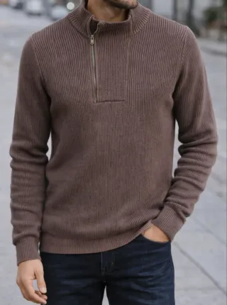 Jersey Zara Hombre Cremallera Marrón