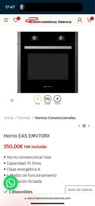 Horno EAS ELECTRIC EAS EMV70RX