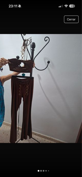 Conjunto top y pantalón marrón