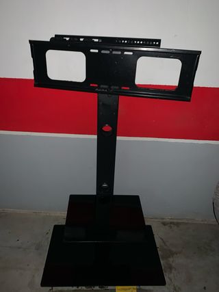 Soporte TV Negro Metal y Cristal templado negro.