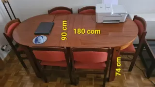 Mesa comedor extensible y 6 sillas + 2 mesitas Sal