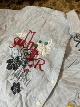 Camisa Bella Barba bordada flores y pájaro