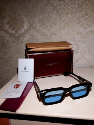 Occhiali Jacques Marie Mage Neri Lenti Blu