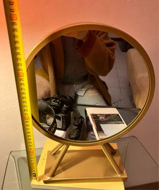 Specchio da appoggio rotondo vintage oro