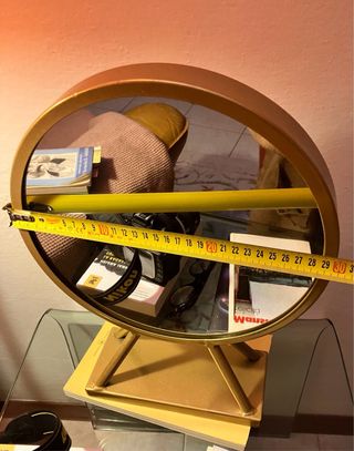 Specchio da appoggio rotondo vintage oro
