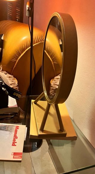 Specchio da appoggio rotondo vintage oro