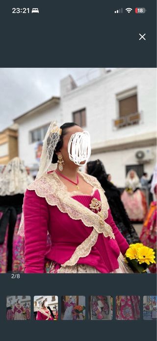 Traje de Fallera Fucsia y Dorado