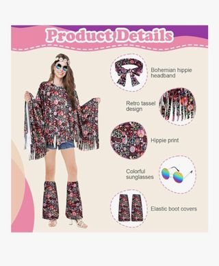 Disfraz Hippie Mujer AOOWU Talla Única