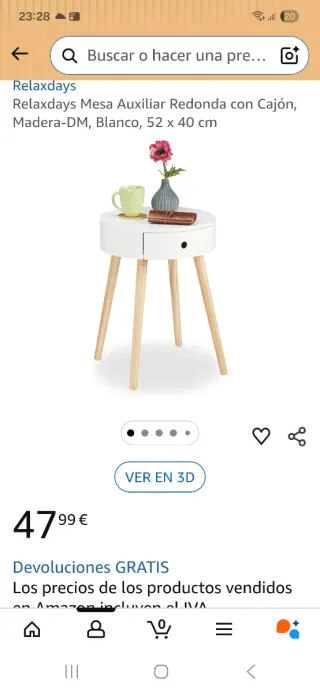 2 mesitas de noche redondas blancas y gris