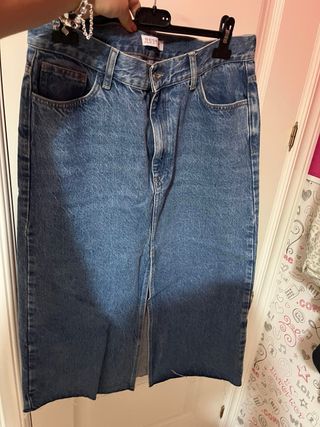 Falda vaquera larga blanca