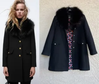 Abrigo Zara con cuello de pelo