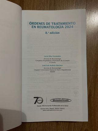 Ordenes de tratamiento en reumatologia