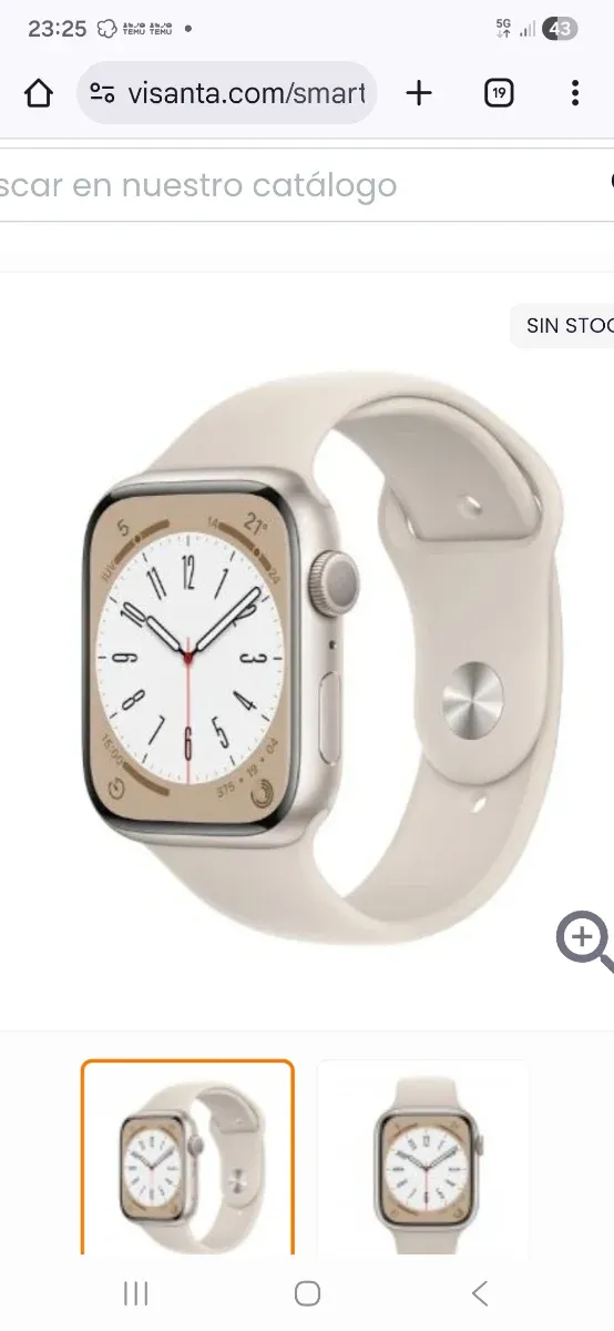 Apple Watch Series 8 GPS,45mm,aluminio blanco.