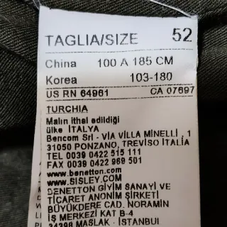 Giacca Benetton Uomo Verde Oliva