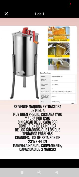 Extractor de Miel Manual 3 Marcos