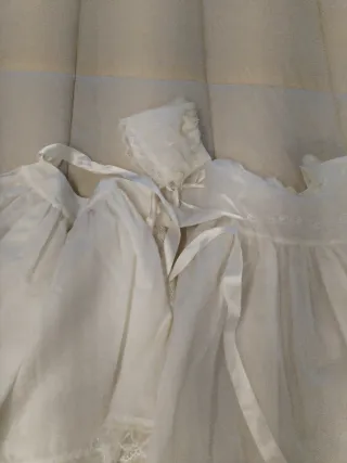 Vestido Bautizo Blanco con Gorrito y Capa