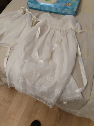 Vestido Bautizo Blanco con Gorrito y Capa