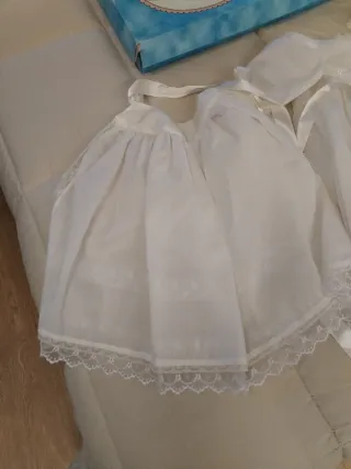 Vestido Bautizo Blanco con Gorrito y Capa