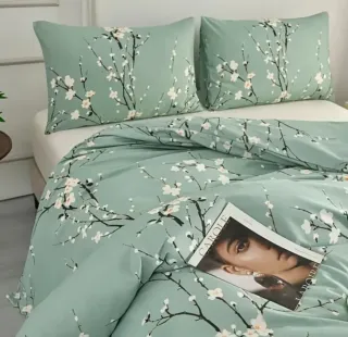 Funda nórdica flor ciruelo verde blanco 230x220cm