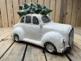 COCHE CON ARBOL NAVIDAD BLANCO