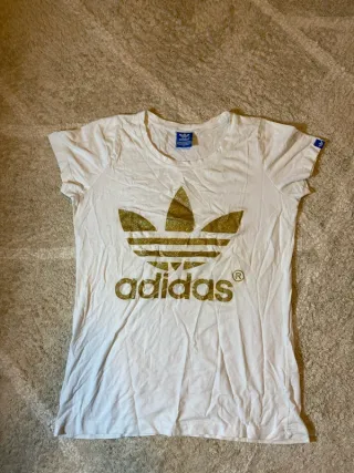 Camiseta Adidas Blanca Dorada Talla S