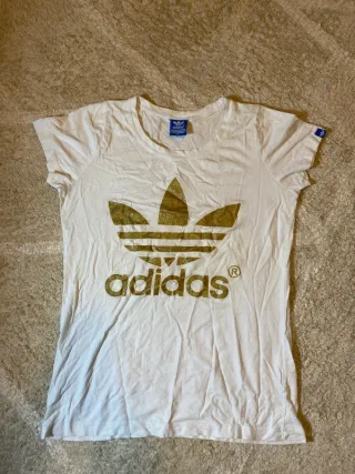 Camiseta Adidas Blanca Dorada Talla S