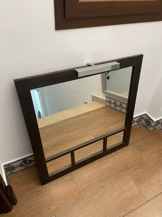 Espejo Madera Oscura con Luz