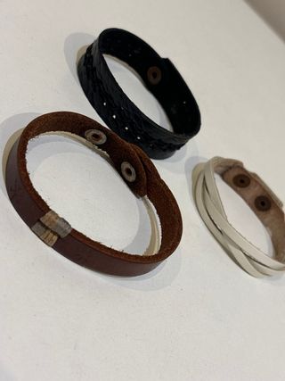 Set di 6 Bracciali Uomo in Pelle e Perline