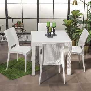 Tavolo in plastica 90x90cm effetto rattan altezza 75cm