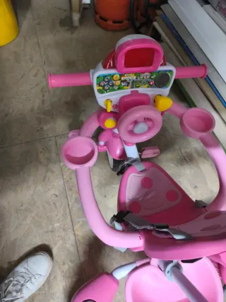 Triciclo rosa per bambina con spintore