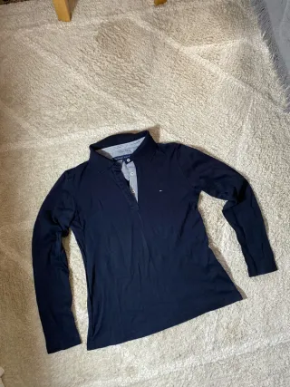 Polo Tommy Hilfiger manga larga azul marino