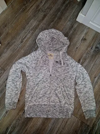 Chaqueta Hollister Gris y Blanca Talla S
