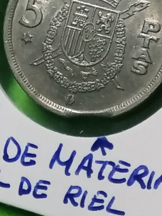 Moneda 5 Pesetas 1975 Error Falta material