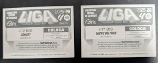 19 Cromos liga 2025-26. 2 Colocas Valencia C.F