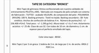 Tapiz Gimnasia Rítmica 3x2m enrollado en tubo 2 mt