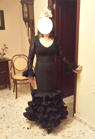 Traje Flamenca Negro Talla 38/40