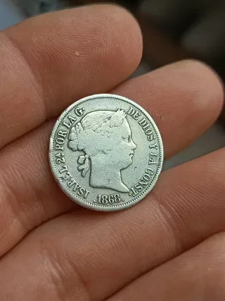 20 céntavos peso 1868 Plata Isabel II