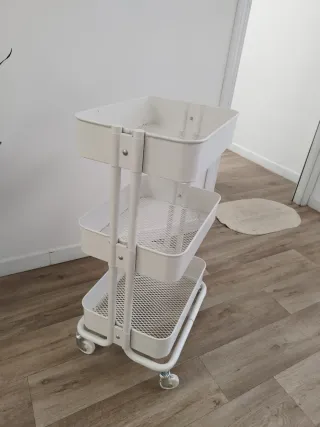 Carro auxiliar metálico blanco 3 estantes