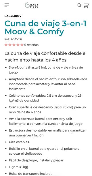 Cuna de viaje 3 en 1 BabyMoov