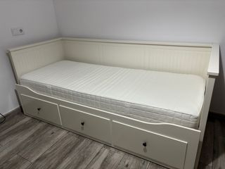 Diván blanco con 3 cajones 80x200 + 2 colchones