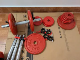 Equipo musculación Salter:Barras+discos+banco+bici