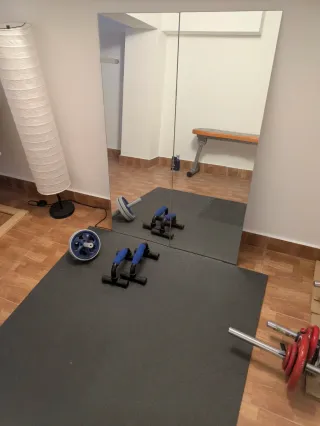 Equipo musculación Salter: Barras+discos+banco+acc