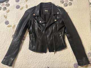 Chaqueta Piel Zara Negra Mujer